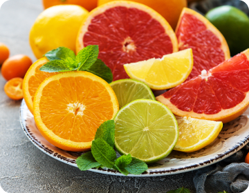 A bowl of citrus fruits